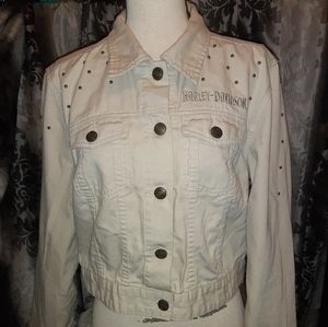 Harley's Davidson khaki camo Jean jacket